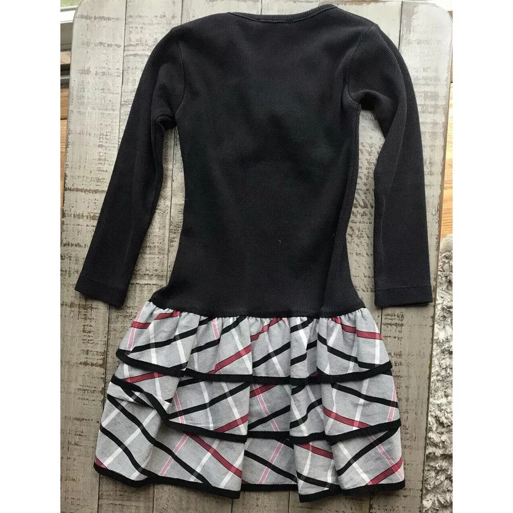Sophie Catalou Girls Black Holiday Dress Sz 2 Long Sleeve Bow Tiered